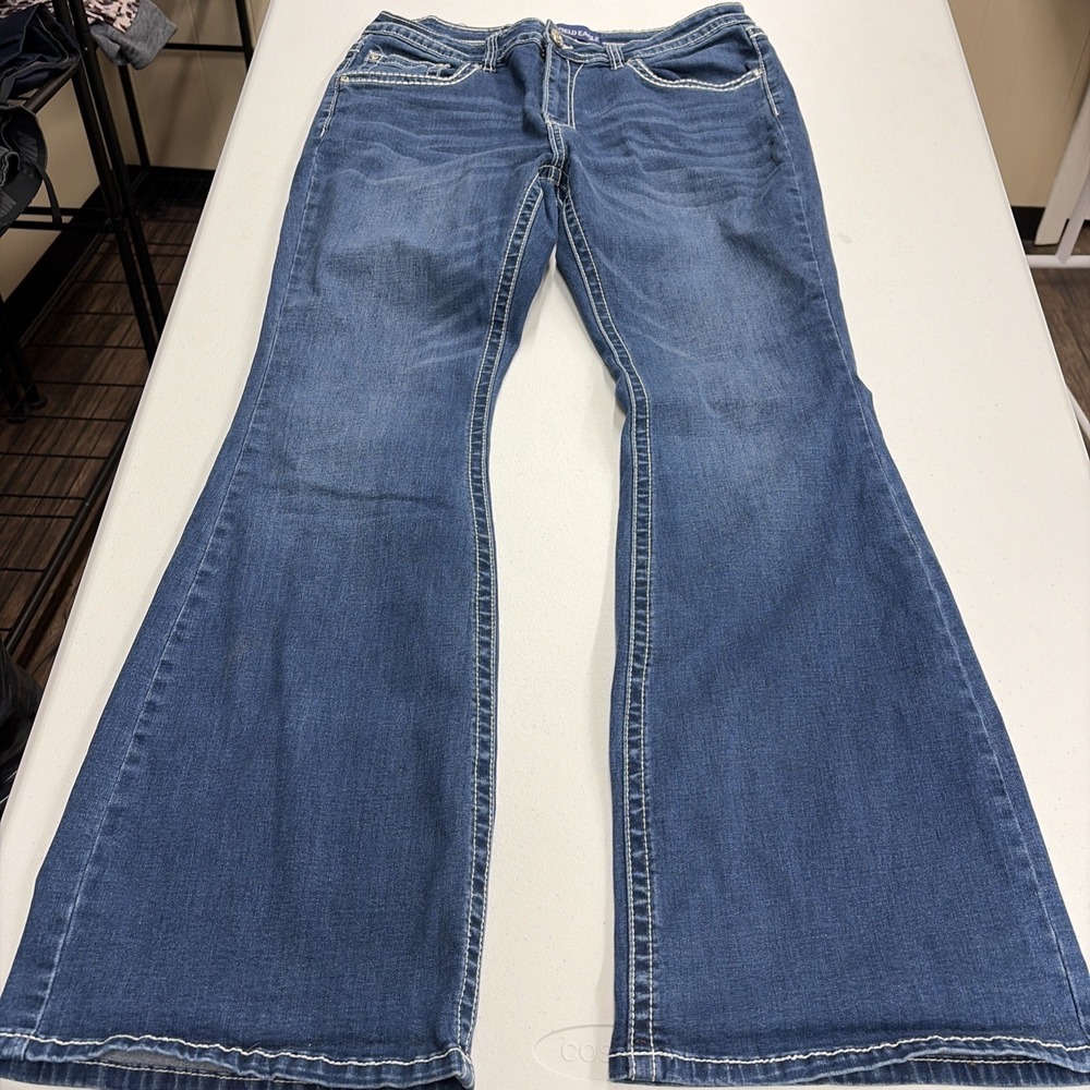 Westfield Eagle Womens Blue Flare Leg Embellished Embroidered Jean Size 15 32x30
